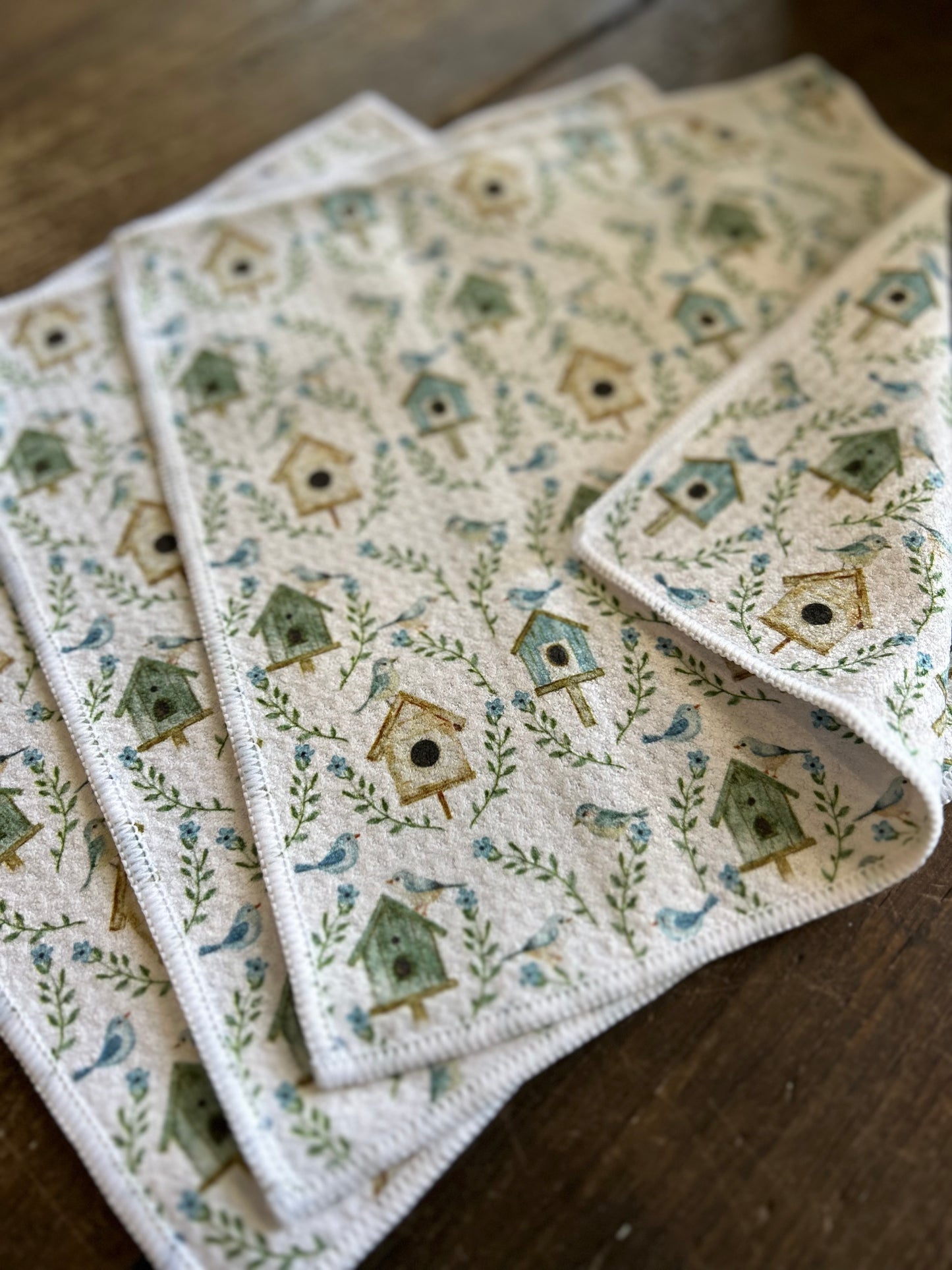 Birdhouses - 2 sided - Set of 3 Dishcloths
