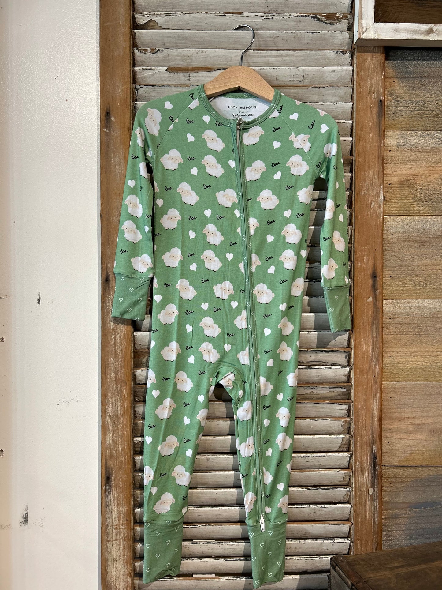 Baby Green Lamb Print Zippy