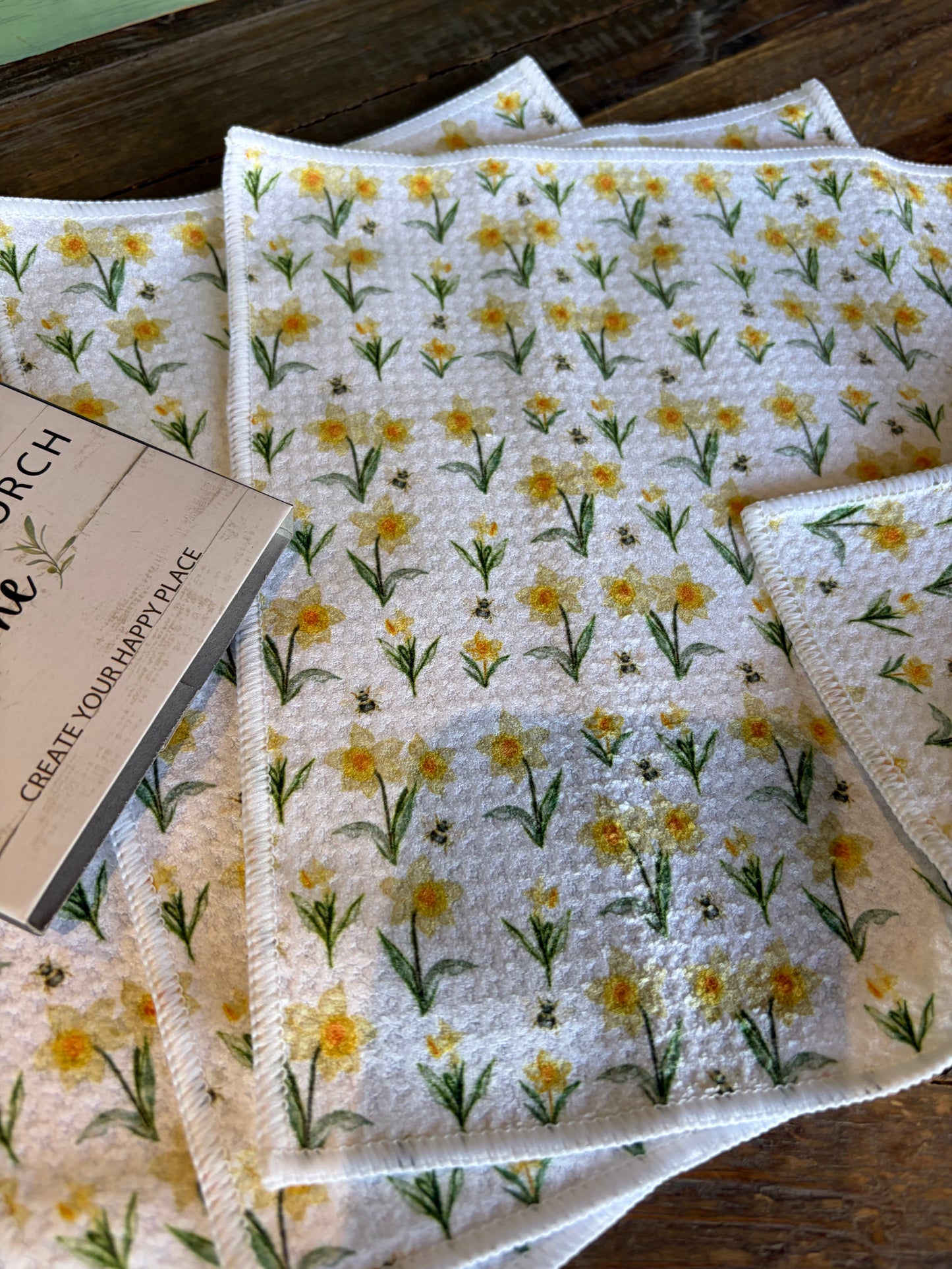 Blooming Daffodils - 2 sided - Set of 3 Dishcloths - Room and Porch