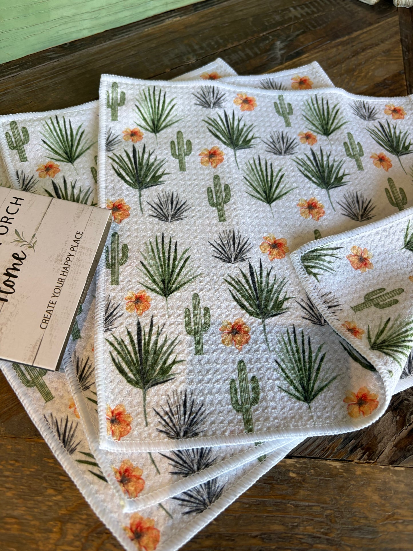 Desert Palms - 2 sided - Set of 3 Dishcloths - Room and Porch