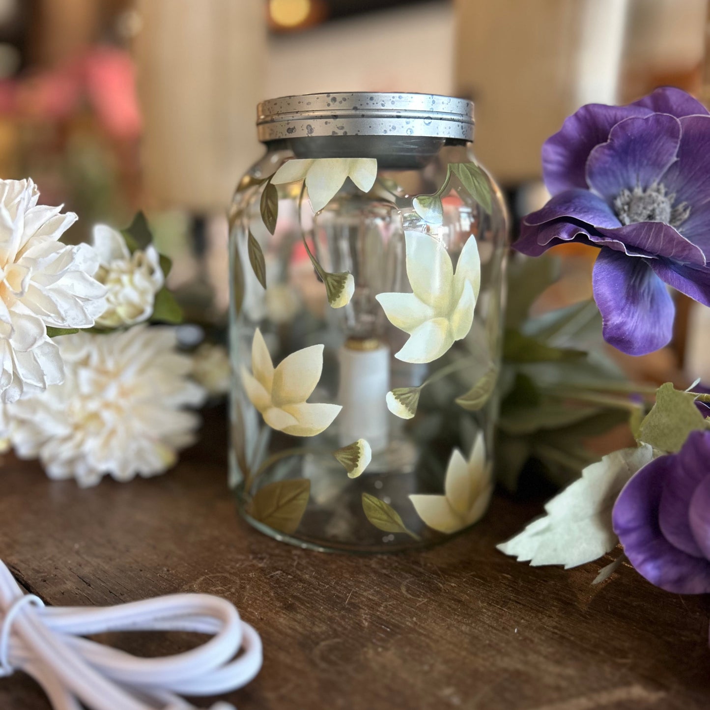 Floral Mason Jar Wax Warmer