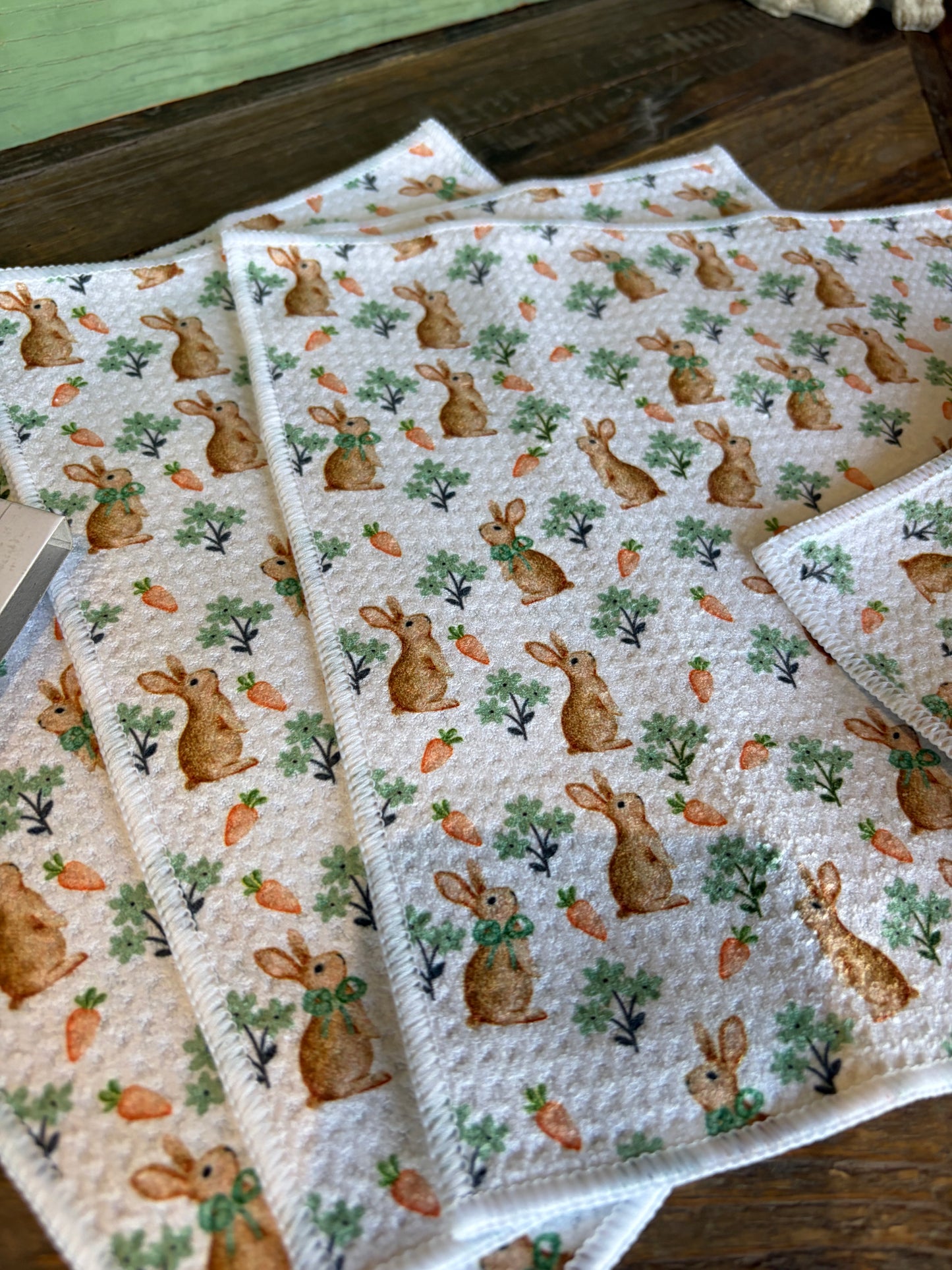 Easter Bunnies - 2 sided - Set of 3 Dishcloths - Room and Porch