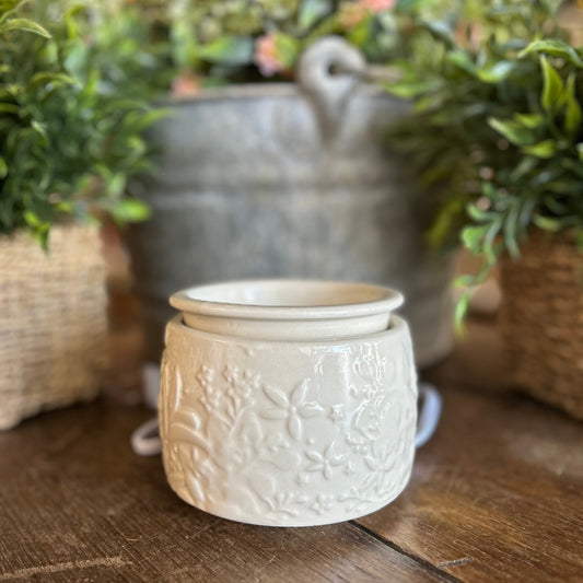 Ivory Floral Ceramic Wax Warmer