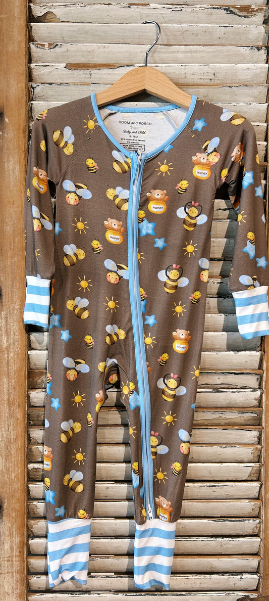 Baby Boy Bee Print Zippy