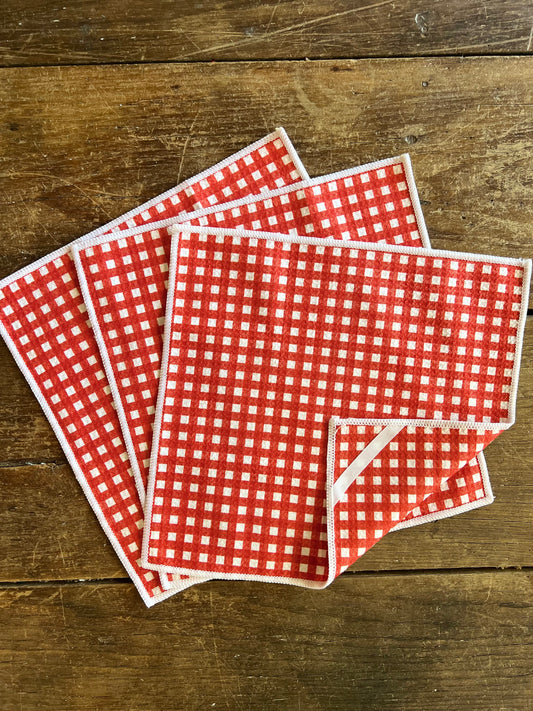 Red Gingham - 2 sided - Set of 3 Dishcloths