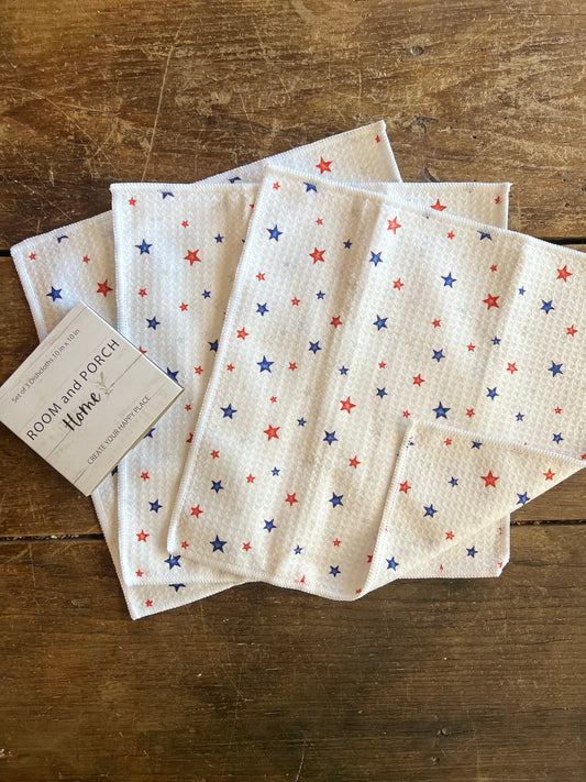 Patriotic Stars - 2 sided - Set of 3 Dishcloths