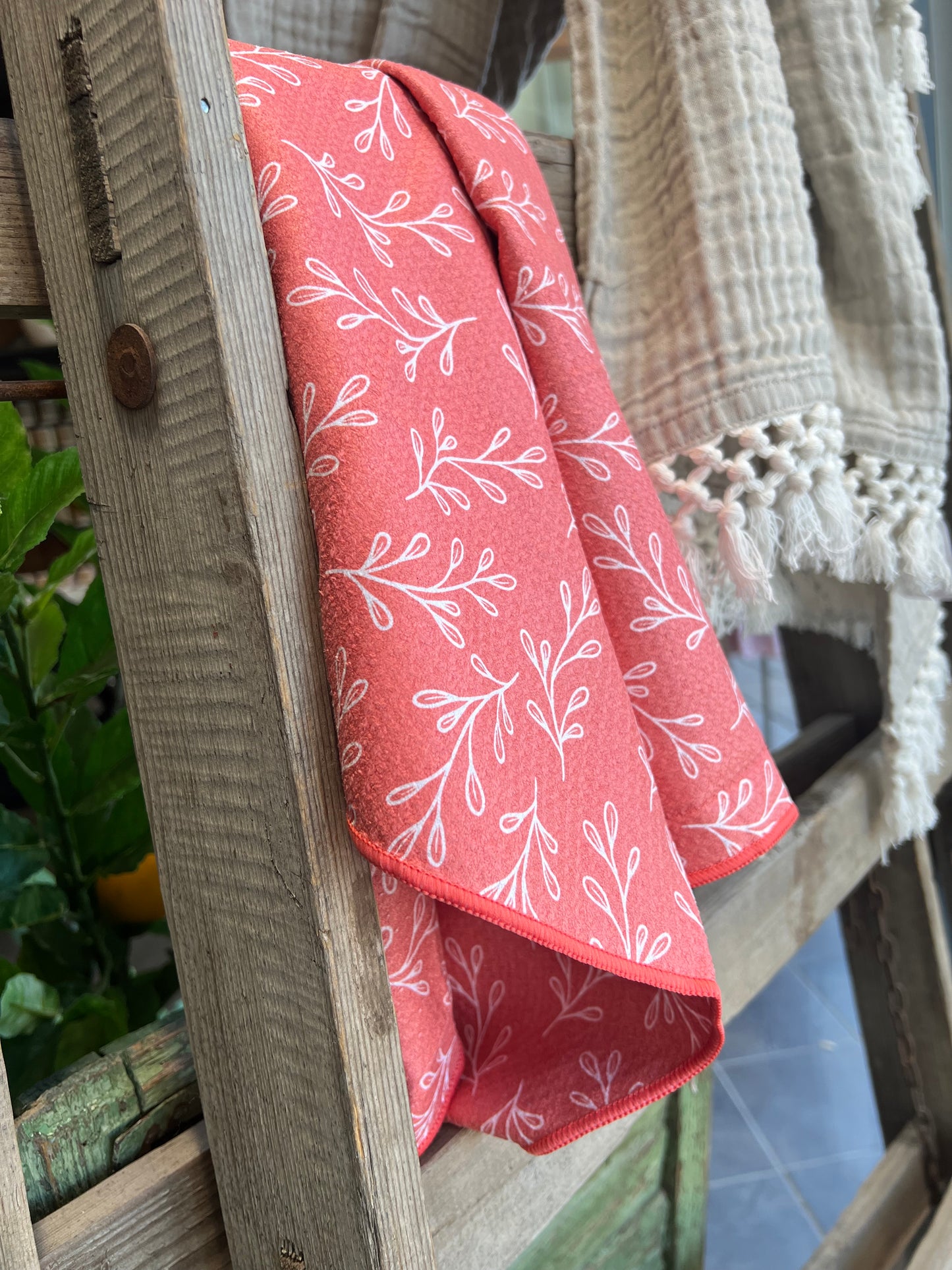 Salmon Spice Leaves - 2 sided - Set of 3 Dishcloths