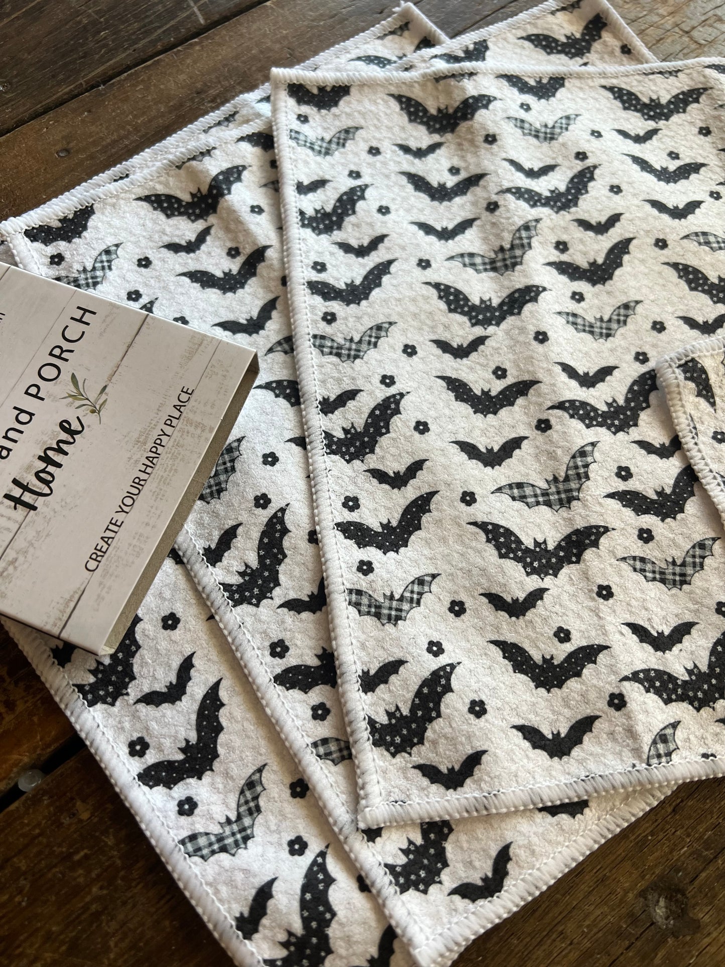 Happy Bats - 2 sided - Set of 3 Dishcloths