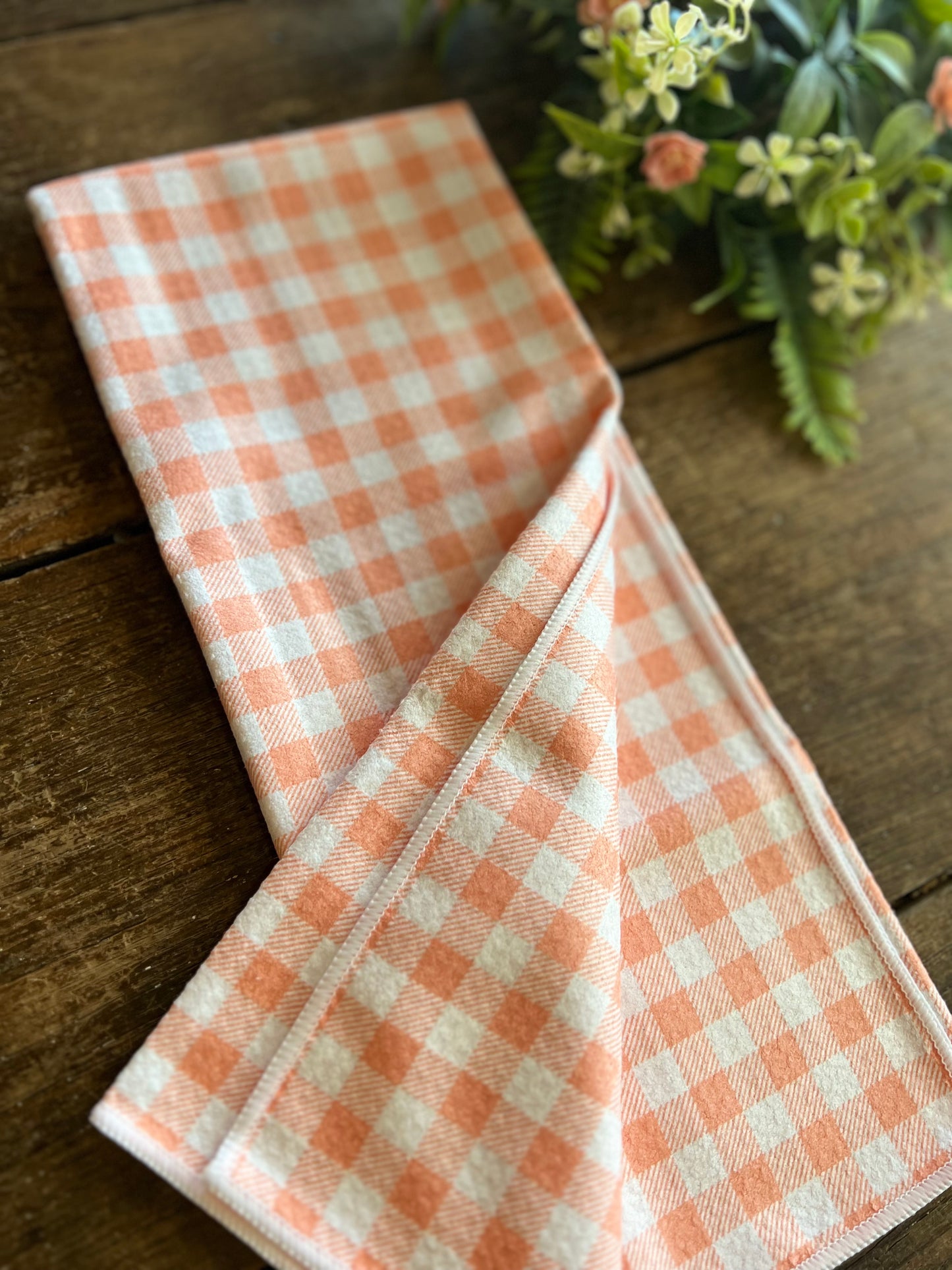 Coral Gingham - Double Sided - Hand Towel