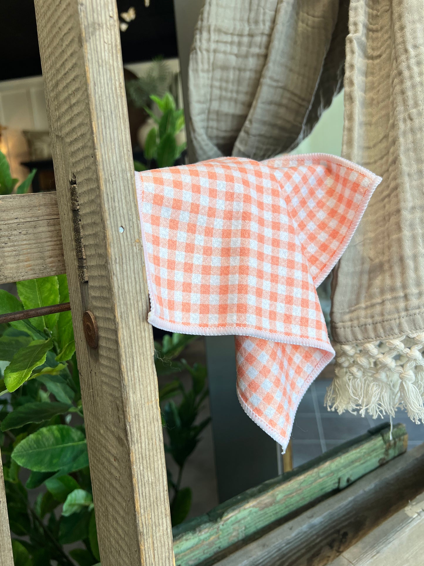 Coral Gingham - Double Sided - Hand Towel