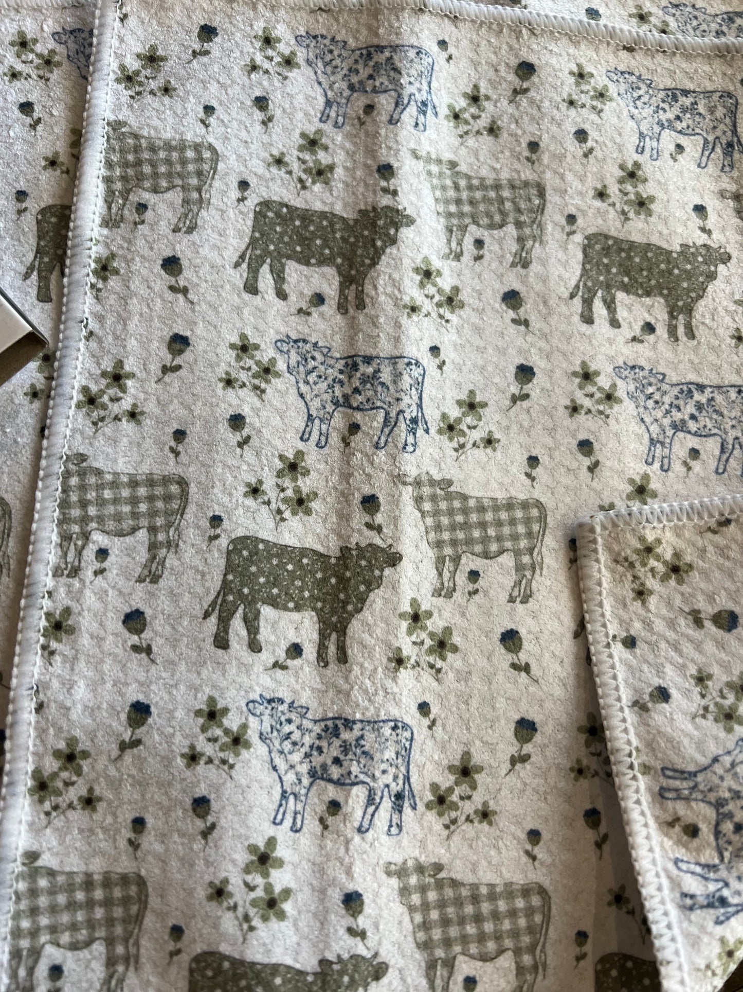 Farmhouse Cows - 2 sided - Set of 3 Dishcloths