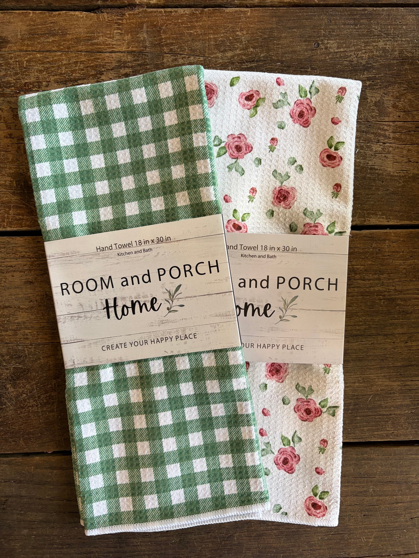 Green Grass Gingham - Double Sided - Hand Towel