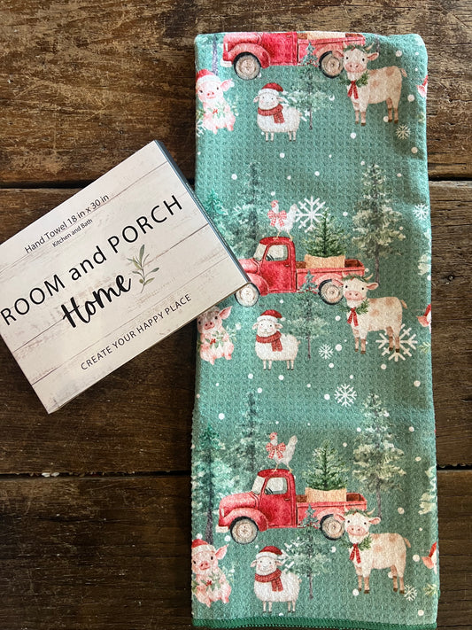 Christmas at the Farm - Double Sided - Hand Towel