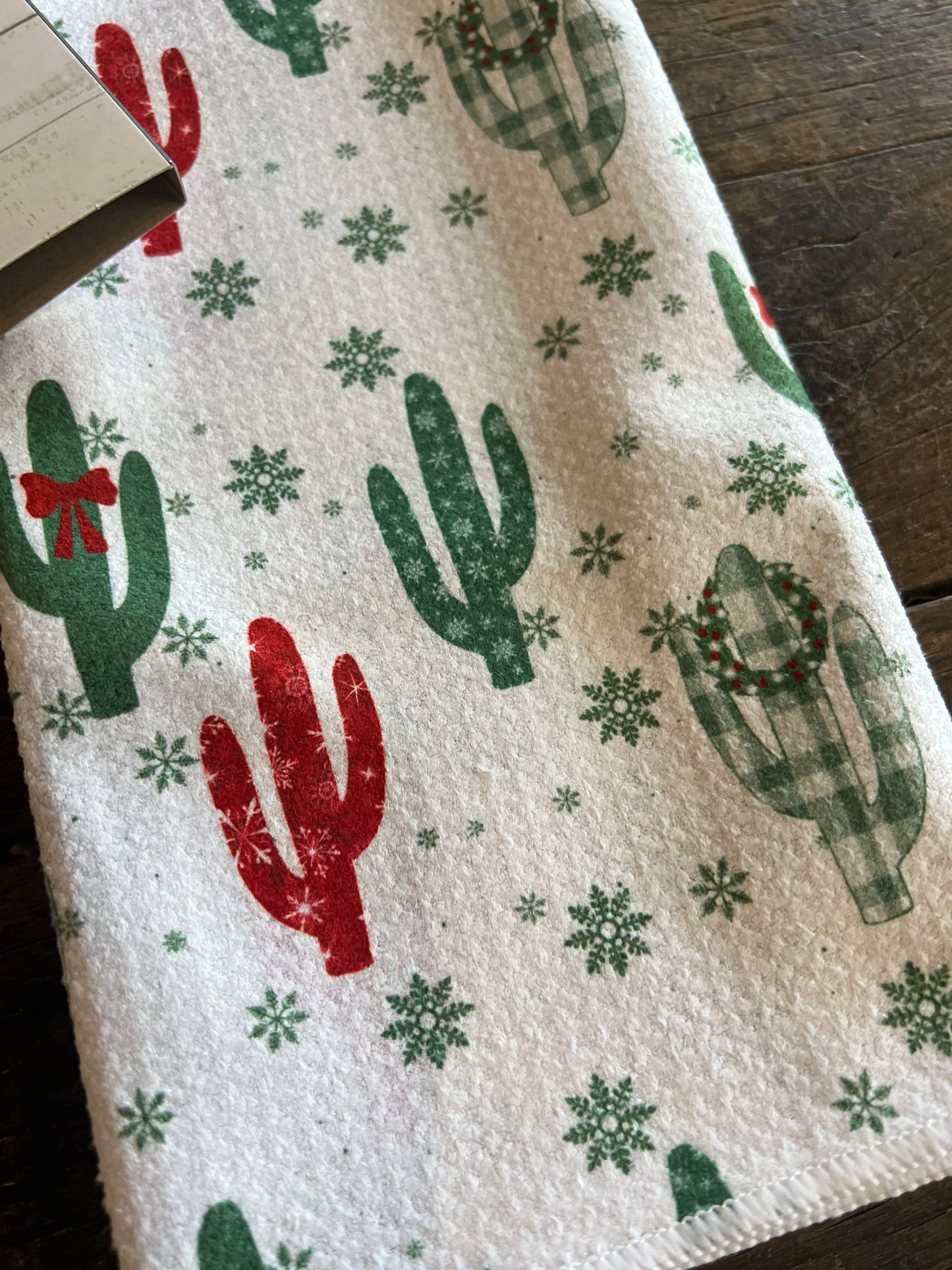 Festive Cactus - Double Sided - Hand Towel