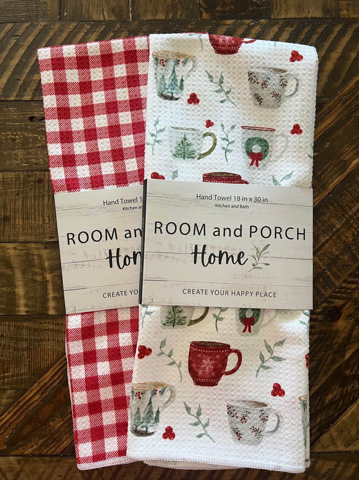 Christmas Mugs - Double Sided - Hand Towel