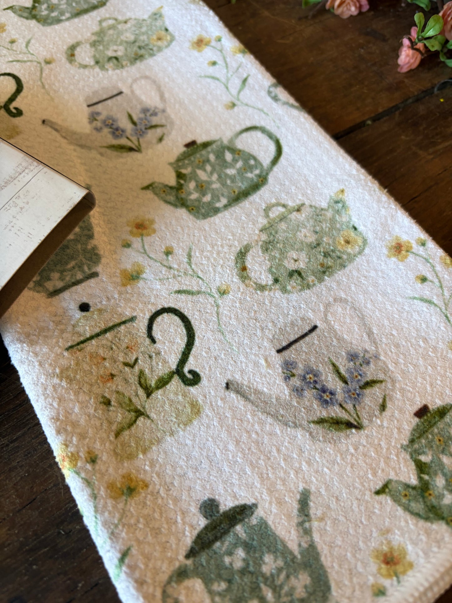 Teapot Garden Party - Double Sided - Hand Towel
