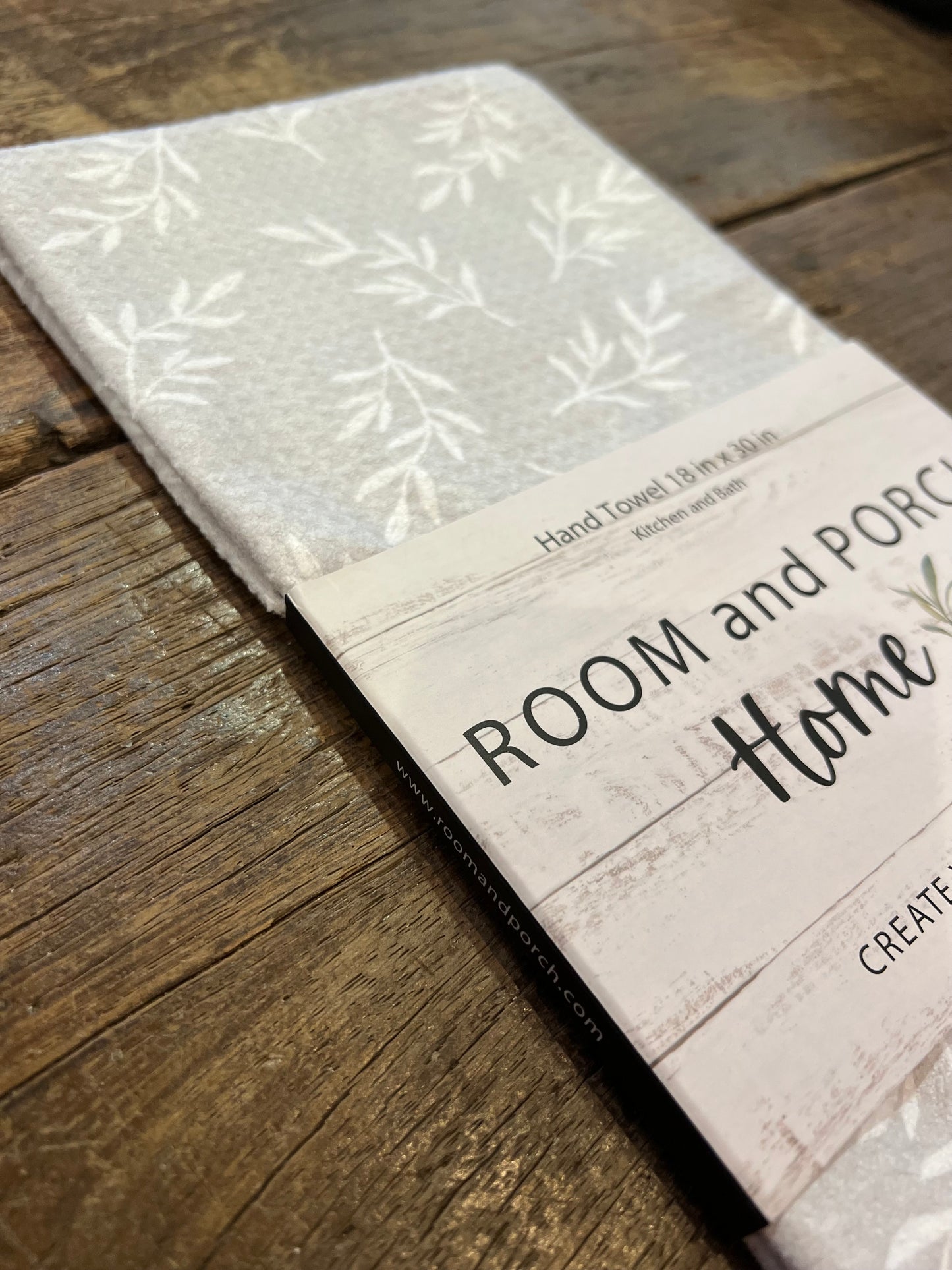 Calm Leaves - Gray and White - Hand Towel
