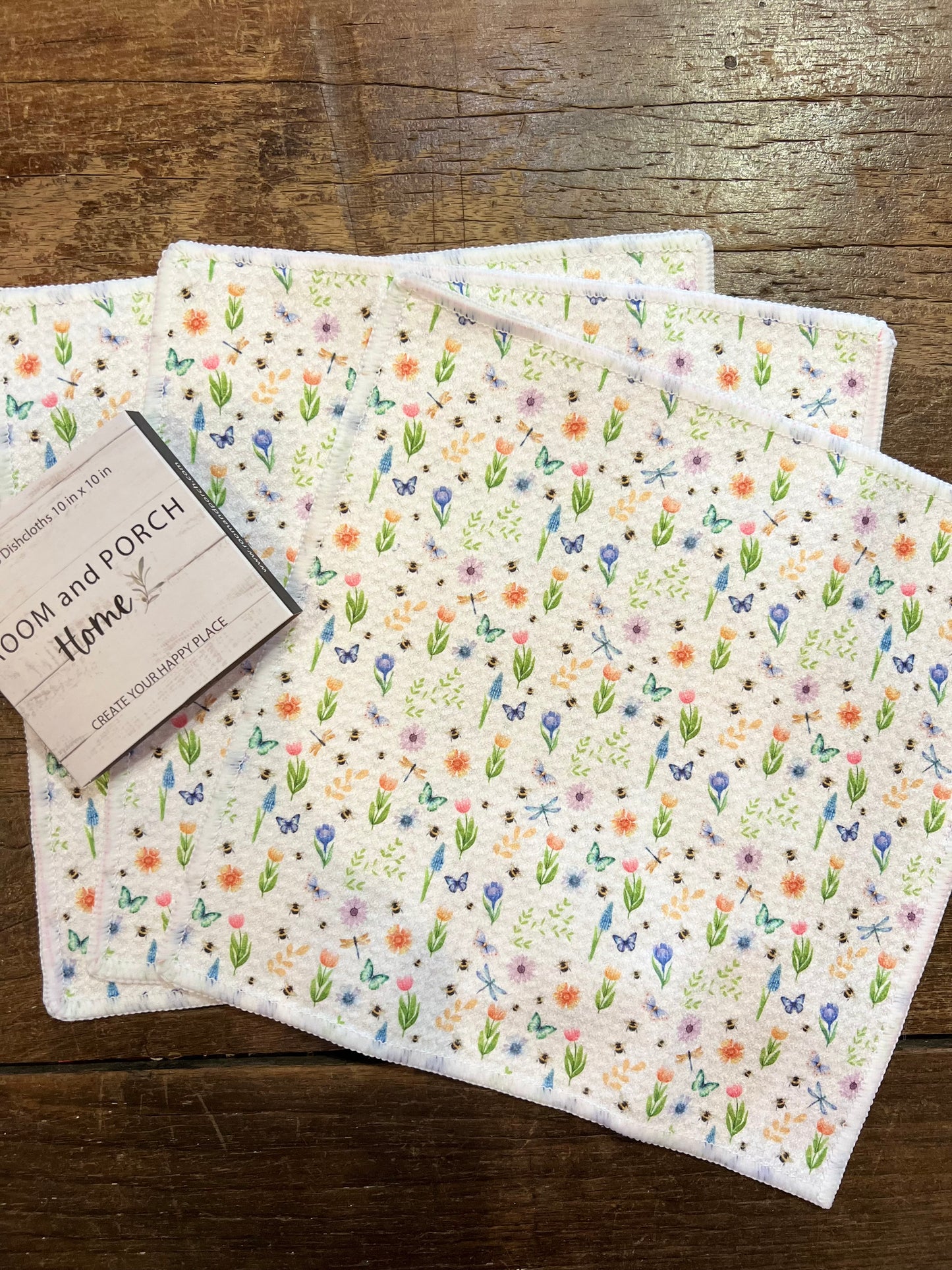 Spring Flowers - 2 sided - Set of 3 Dishcloths