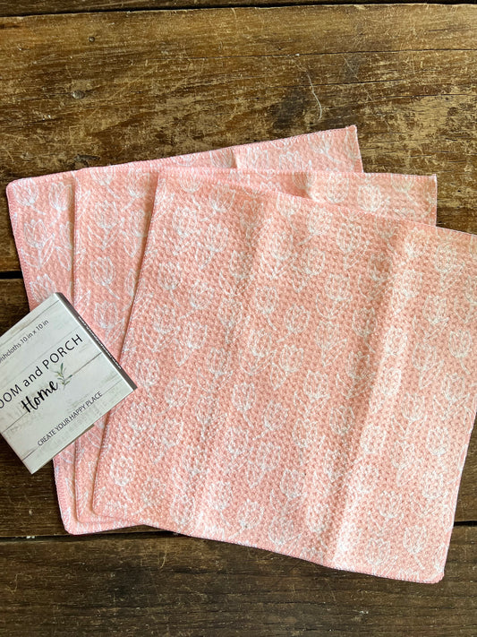 Pink Tulips- Set of 3 Dishcloths