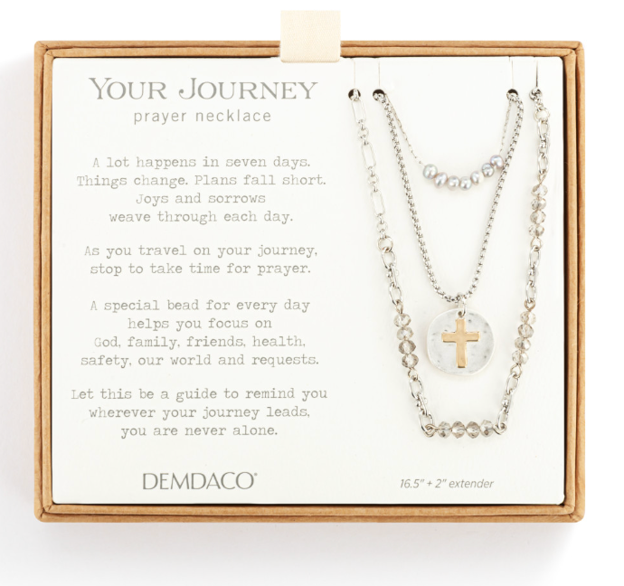 Beaded Prayer Necklace - Gray