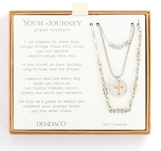 Beaded Prayer Necklace - Gray