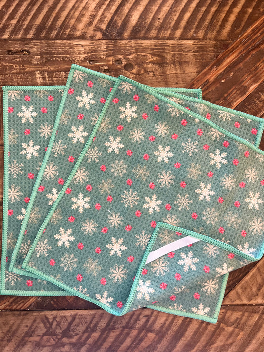 Sparking Snowflakes - 2 sided - Set of 3 Dishcloths