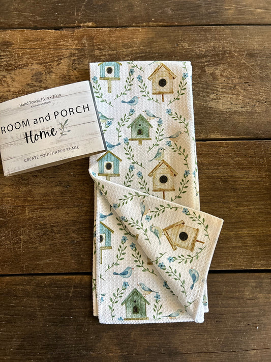 Birdhouses - Double Sided - Hand Towel