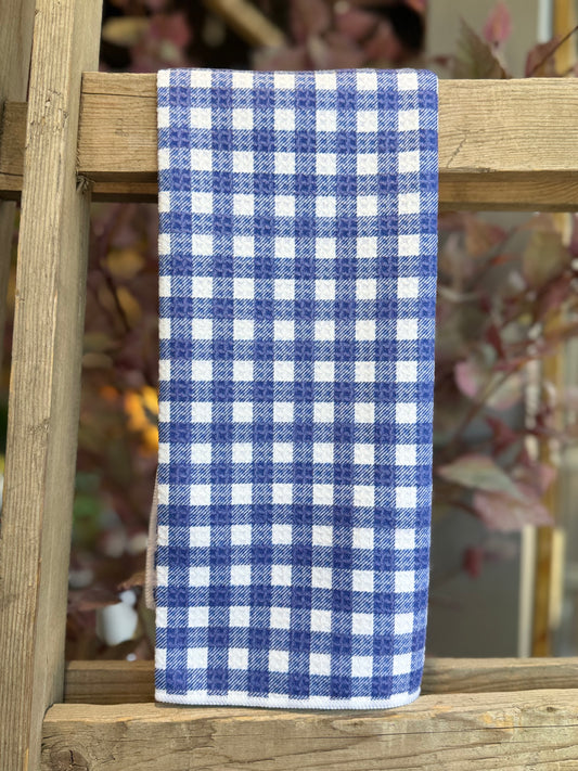 Blueberry Gingham - Double Sided - Hand Towel