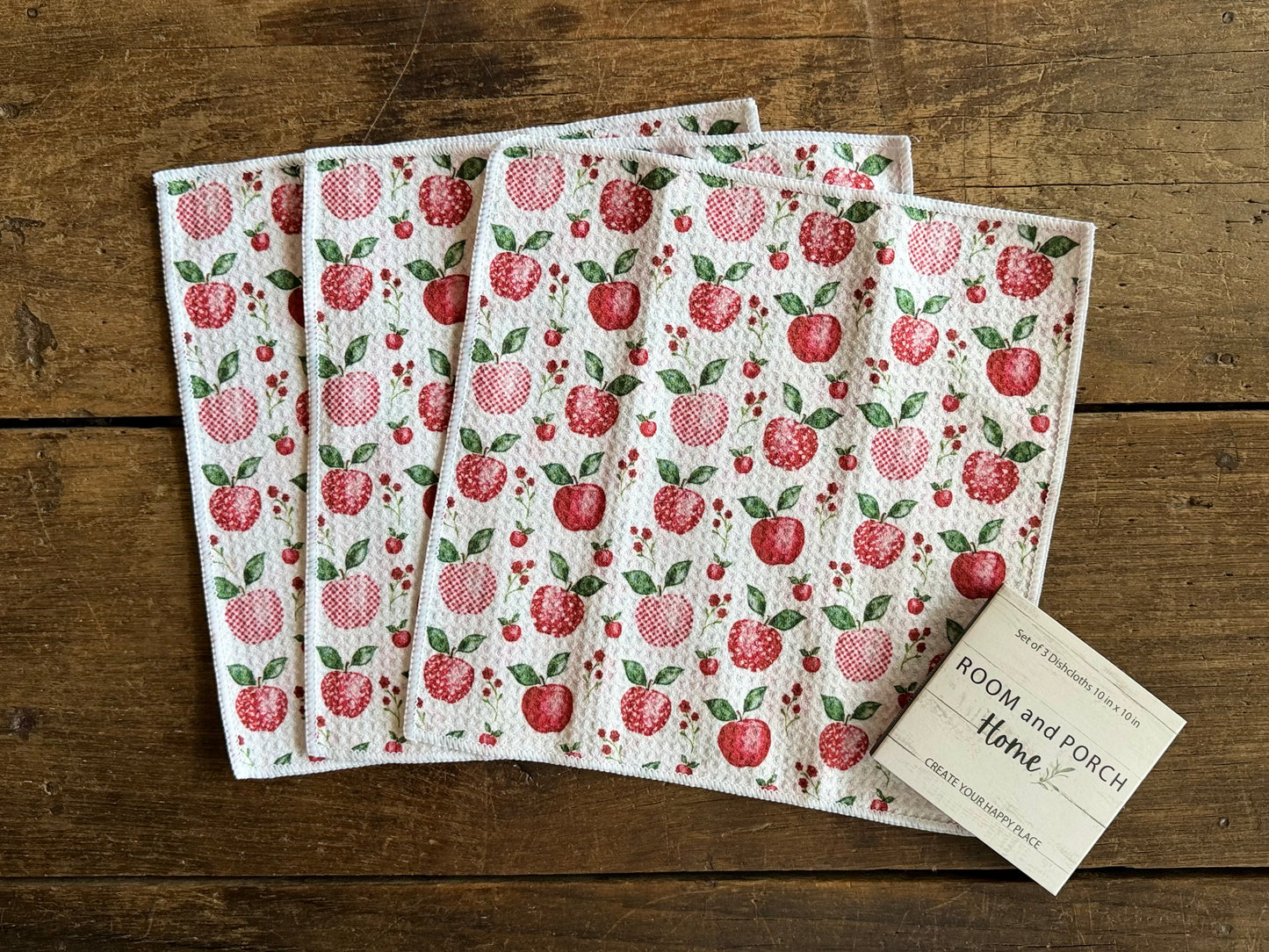 Apple Orchard - 2 Sided - Set of 3 Dishcloths