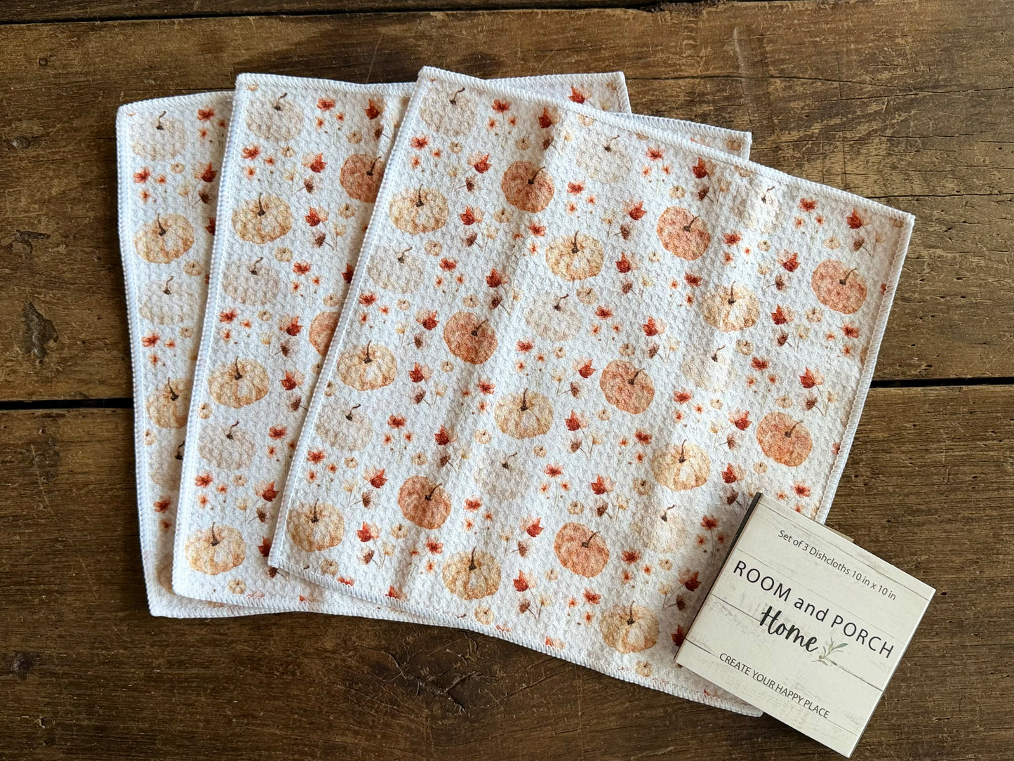 Harvest Pumpkin Patch - 2 Sided - Set of 3 Dishcloths