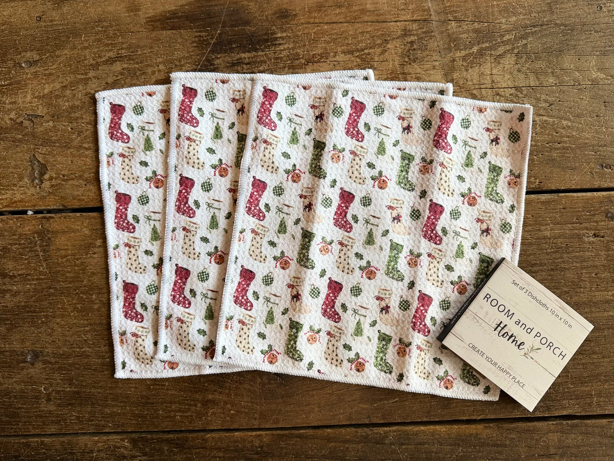 Heirloom Stockings - 2 Sided - Set of 3 Dishcloths