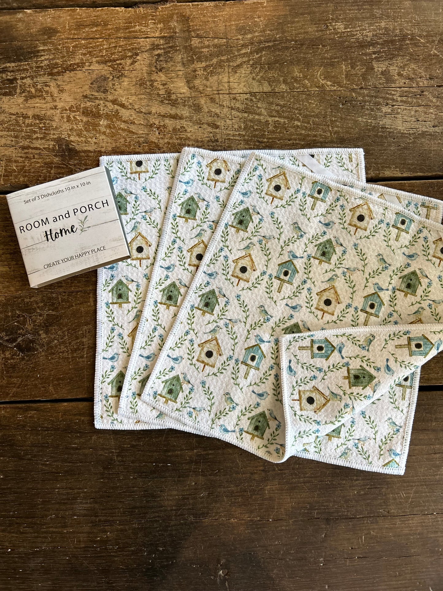 Birdhouses - 2 sided - Set of 3 Dishcloths