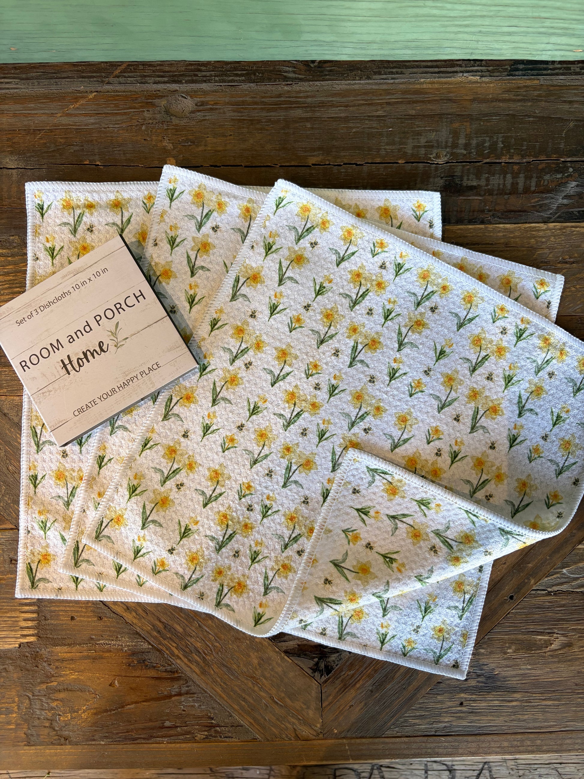 Blooming Daffodils - 2 sided - Set of 3 Dishcloths - Room and Porch 