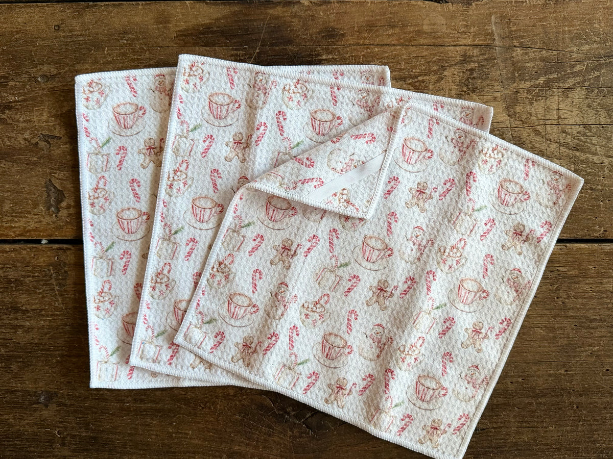 Candy Cane Lane - 2 sided - Set of 3 Dishcloths