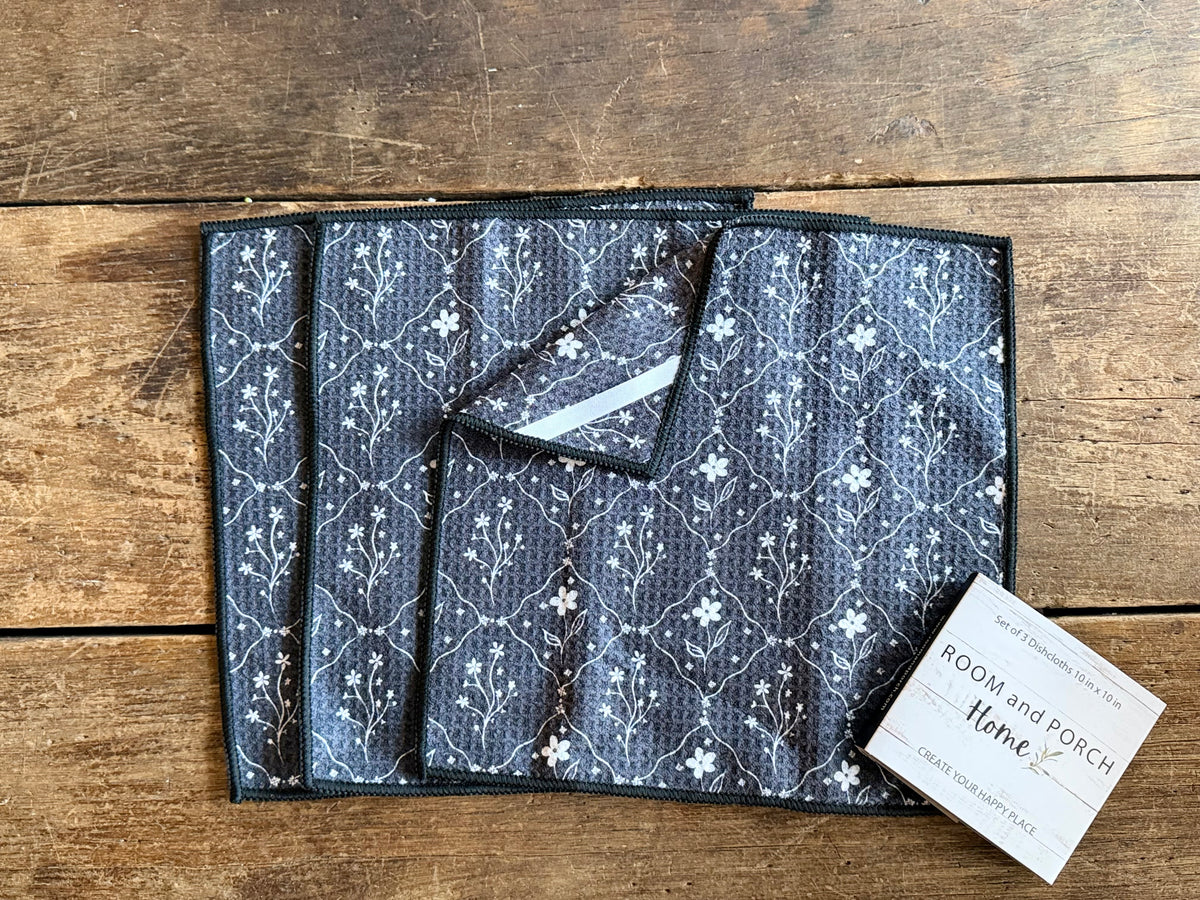 Midnight Bloom - 2 Sided - Set of 3 Dishcloths