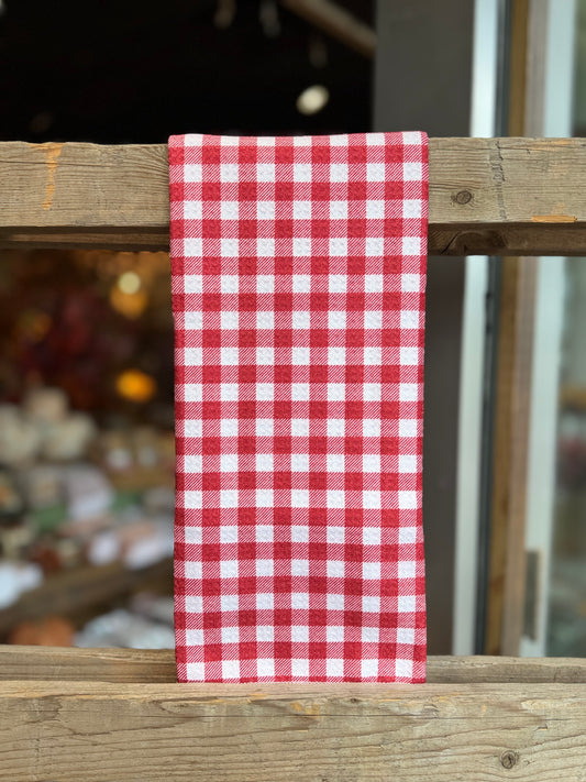 Christmas Red Gingham - Double Sided - Hand Towel - Room and Porch 