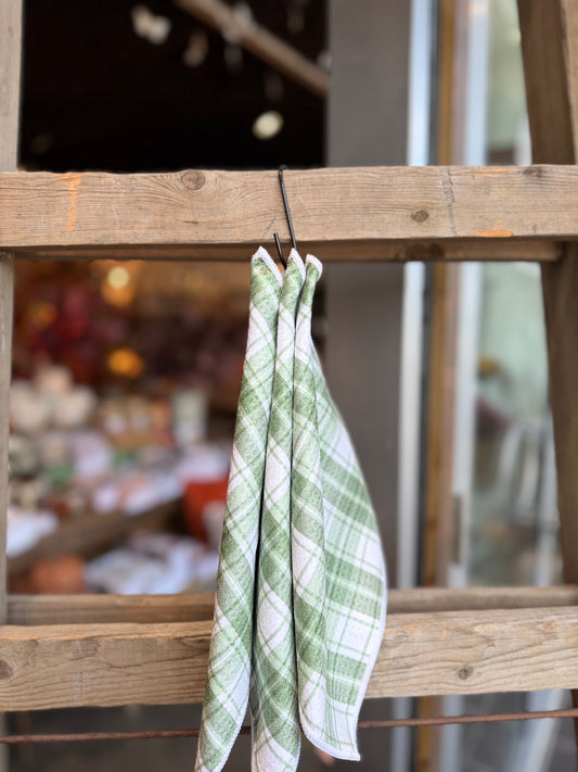 Holiday Green Plaid - 2 Sided - Set of 3 Dishcloths