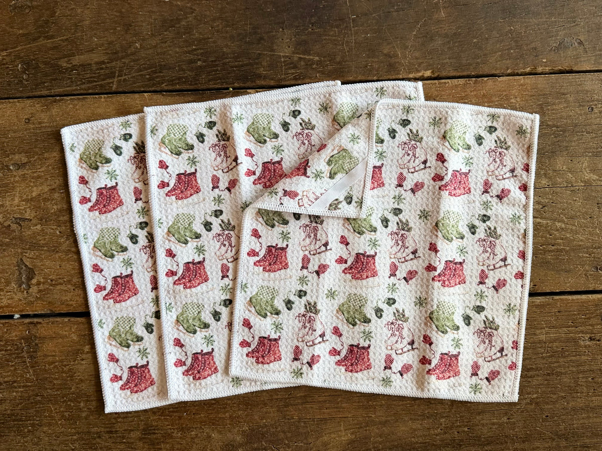 Skates & Snowflakes - 2 Sided - Set of Dishcloths