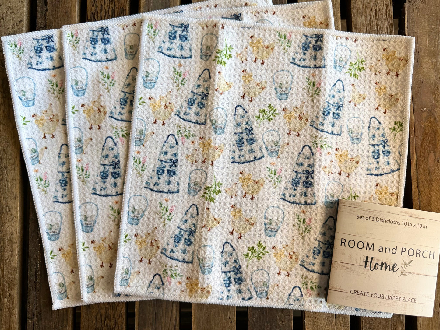 Charlotte's Coop - 2 sided - Set of 3 Dishcloths