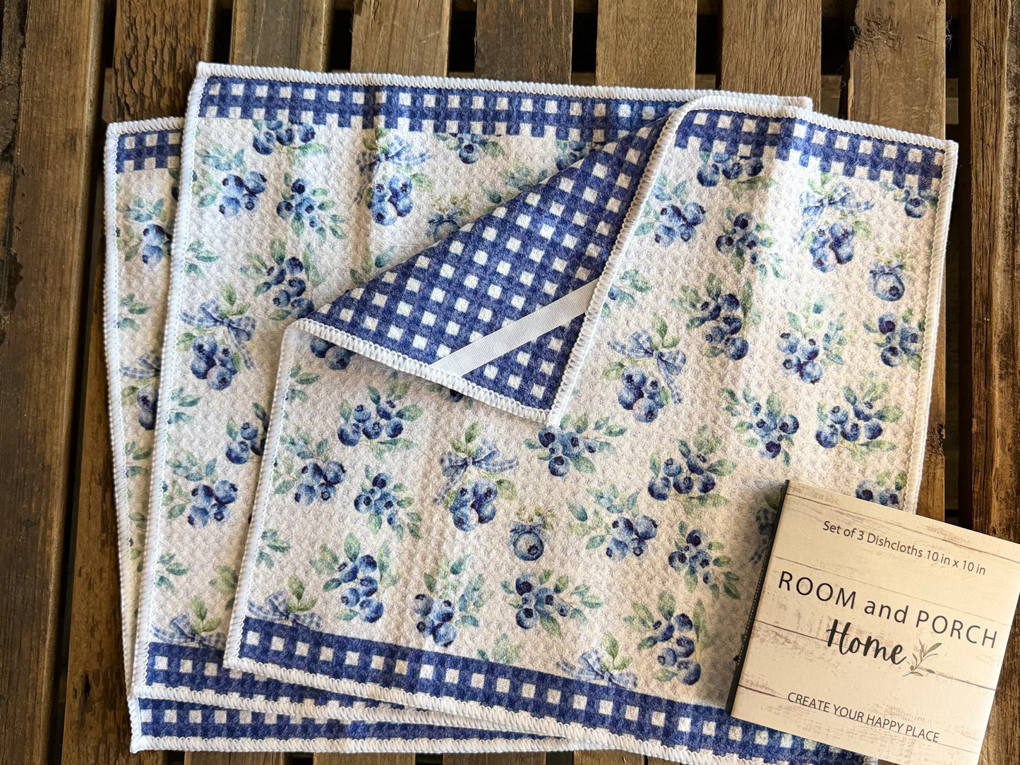 Blueberries - 2 sided - Set of 3 Dishcloths