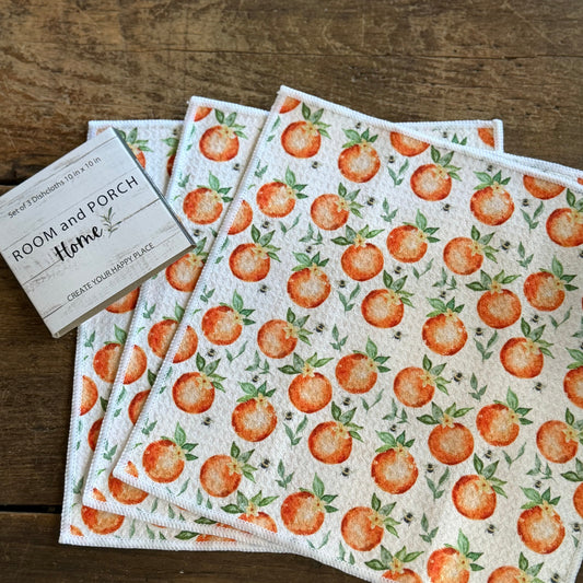 Orange Grove - 2 sided - Set of 3 Dishcloths - Room and Porch 