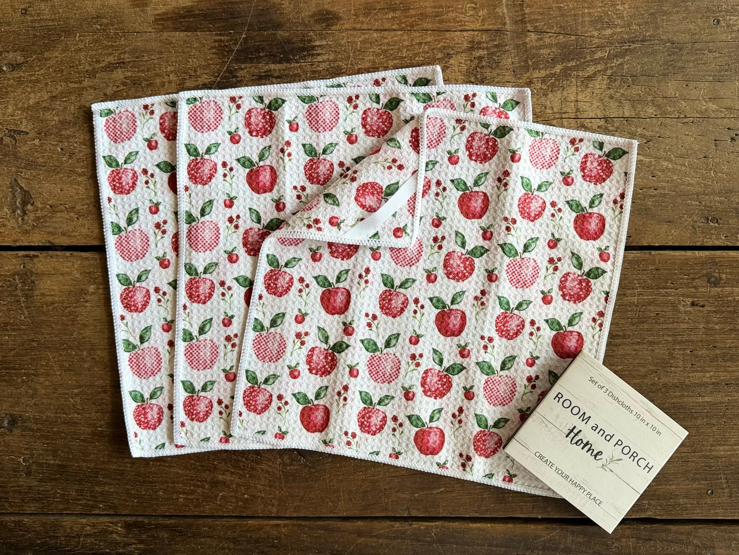Apple Orchard - 2 Sided - Set of 3 Dishcloths