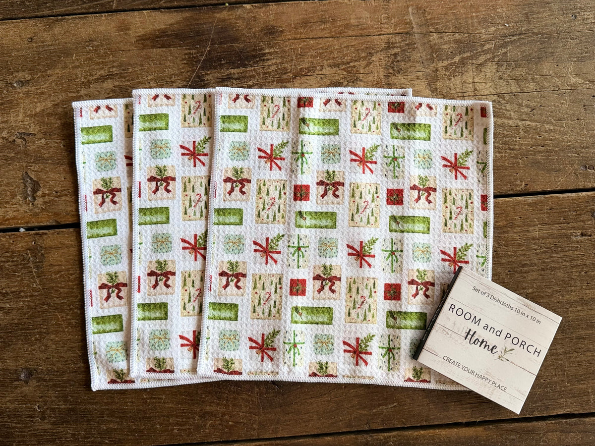 Christmas Presents - 2 sided - Set of 3 Dishcloths