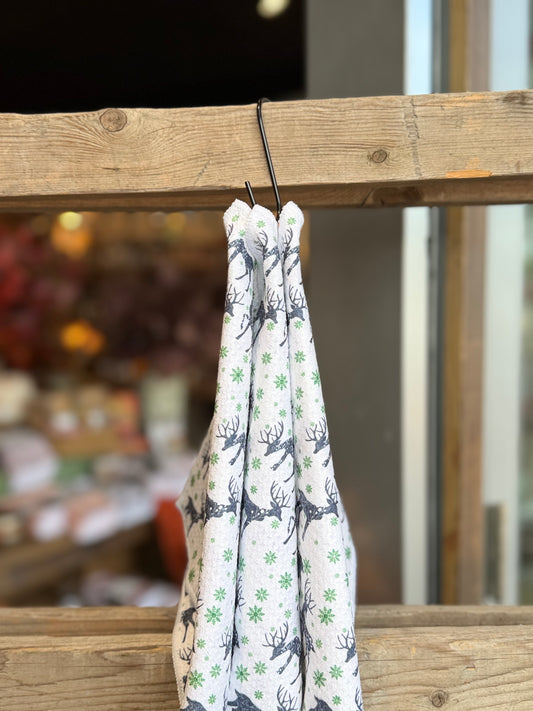 Winter Deer - 2 sided - Set of 3 Dishcloths