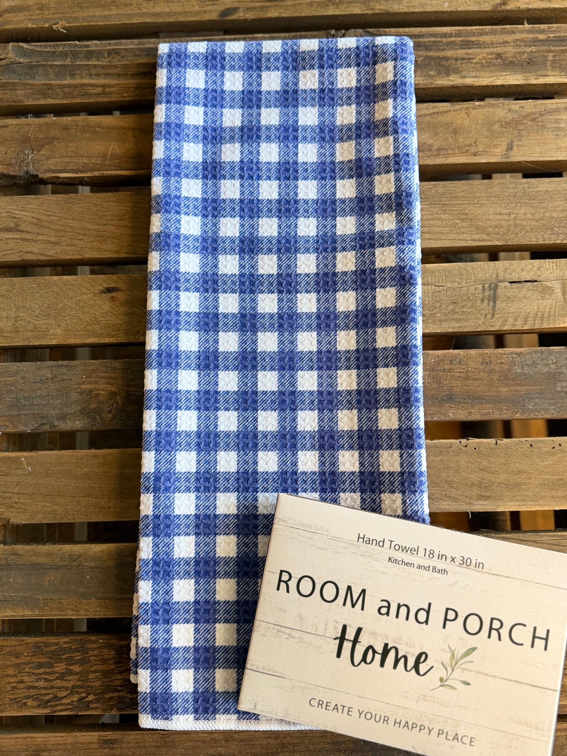 Blueberry Gingham - Double Sided - Hand Towel - Room and Porch 