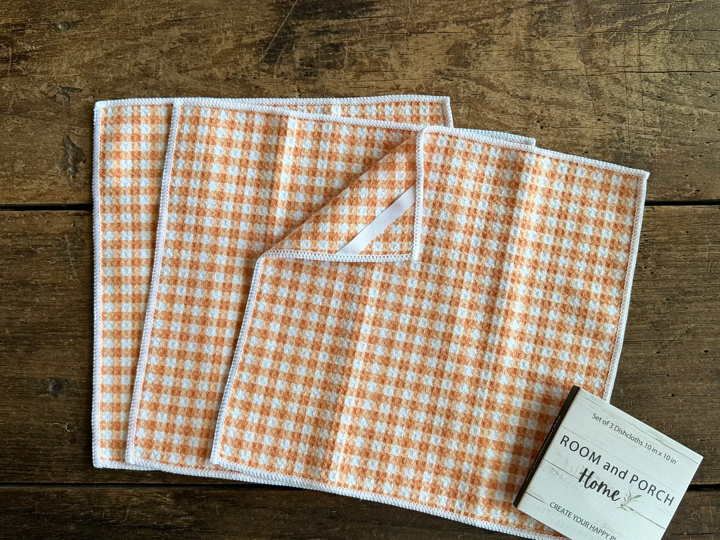 Pumpkin Pie Gingham - 2 Sided - Set of 3 Dishcloths