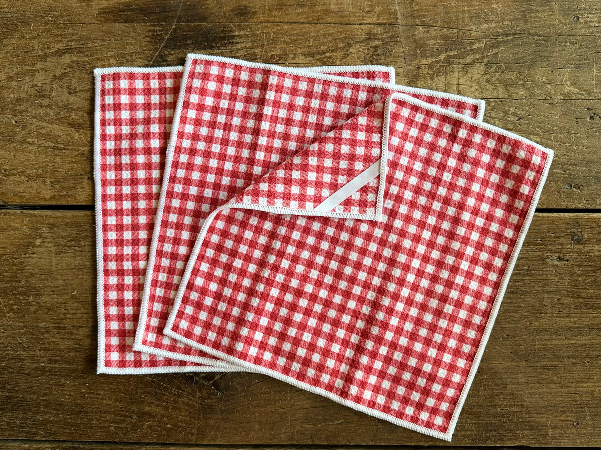Christmas Red Gingham - 2 sided - Set of 3 Dishcloths - Room and Porch 