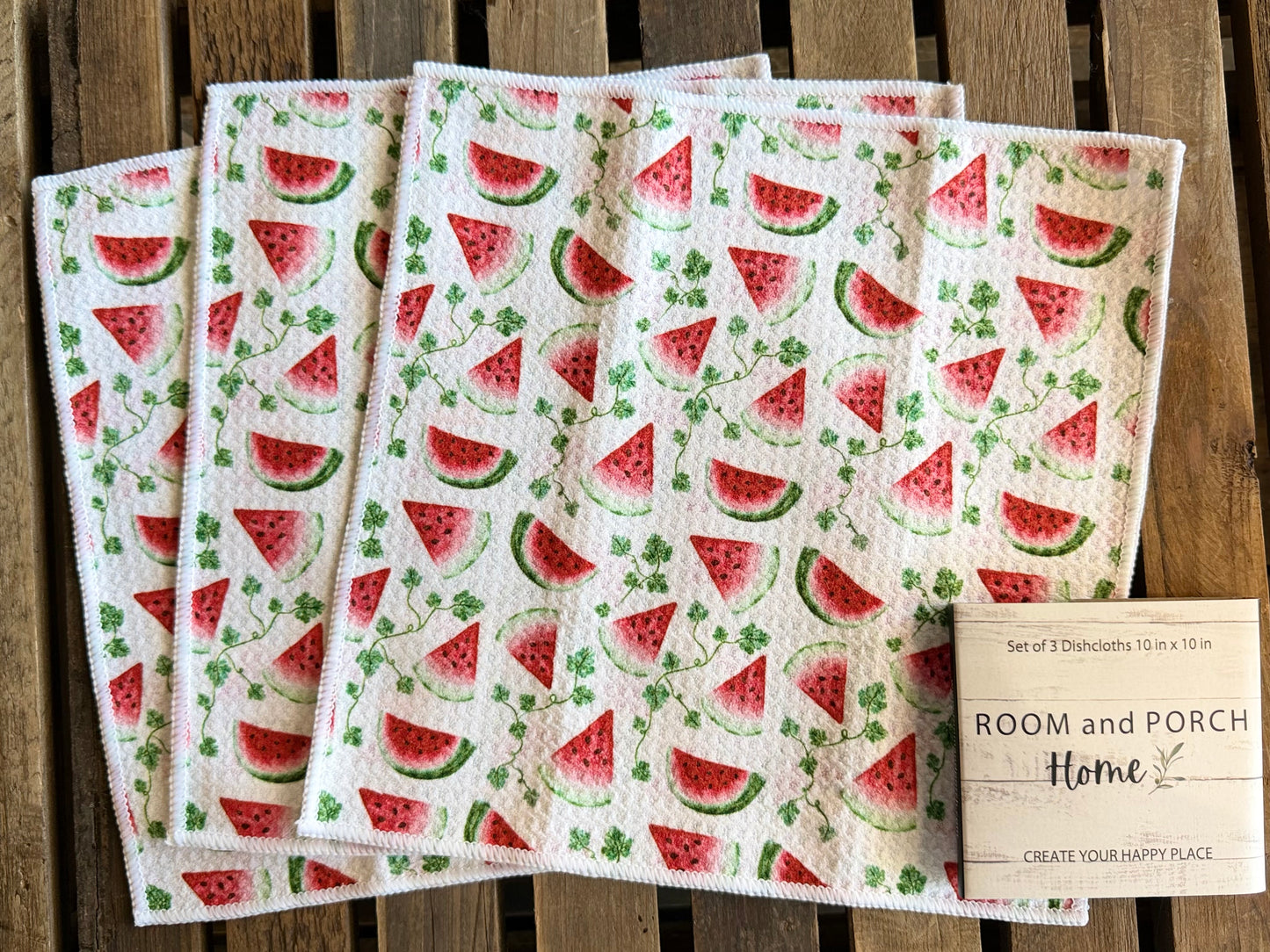 Watermelon Patch - 2 sided - Set of 3 Dishcloths