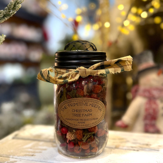 Christmas Tree Farm Primitive Potpourri Jar