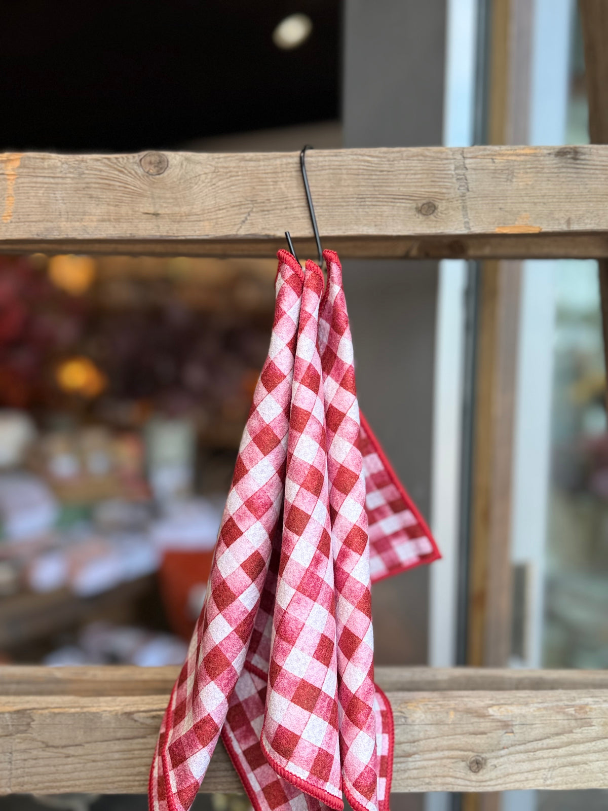Cranberry Gingham - 2 Sided - Set of 3 Dishcloths